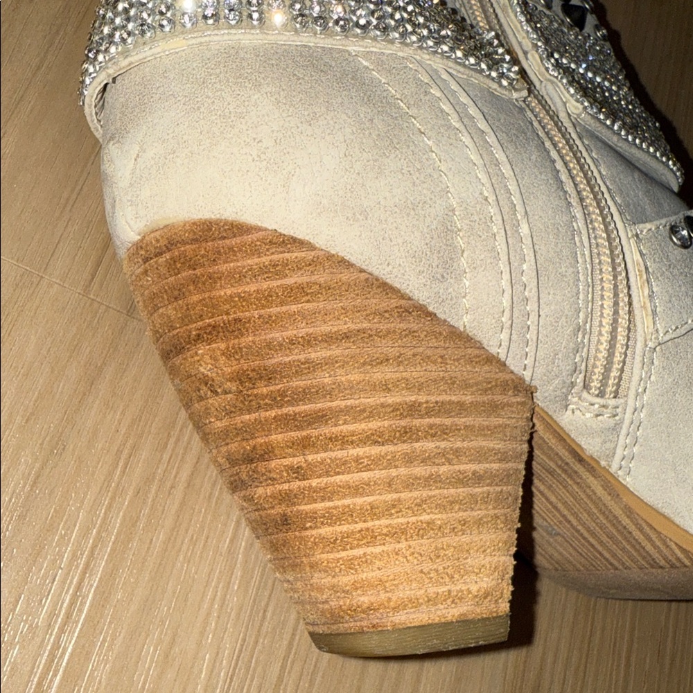Not Rated beige tan rhinestone bling boots tall size 8 - Picture 8 of 13